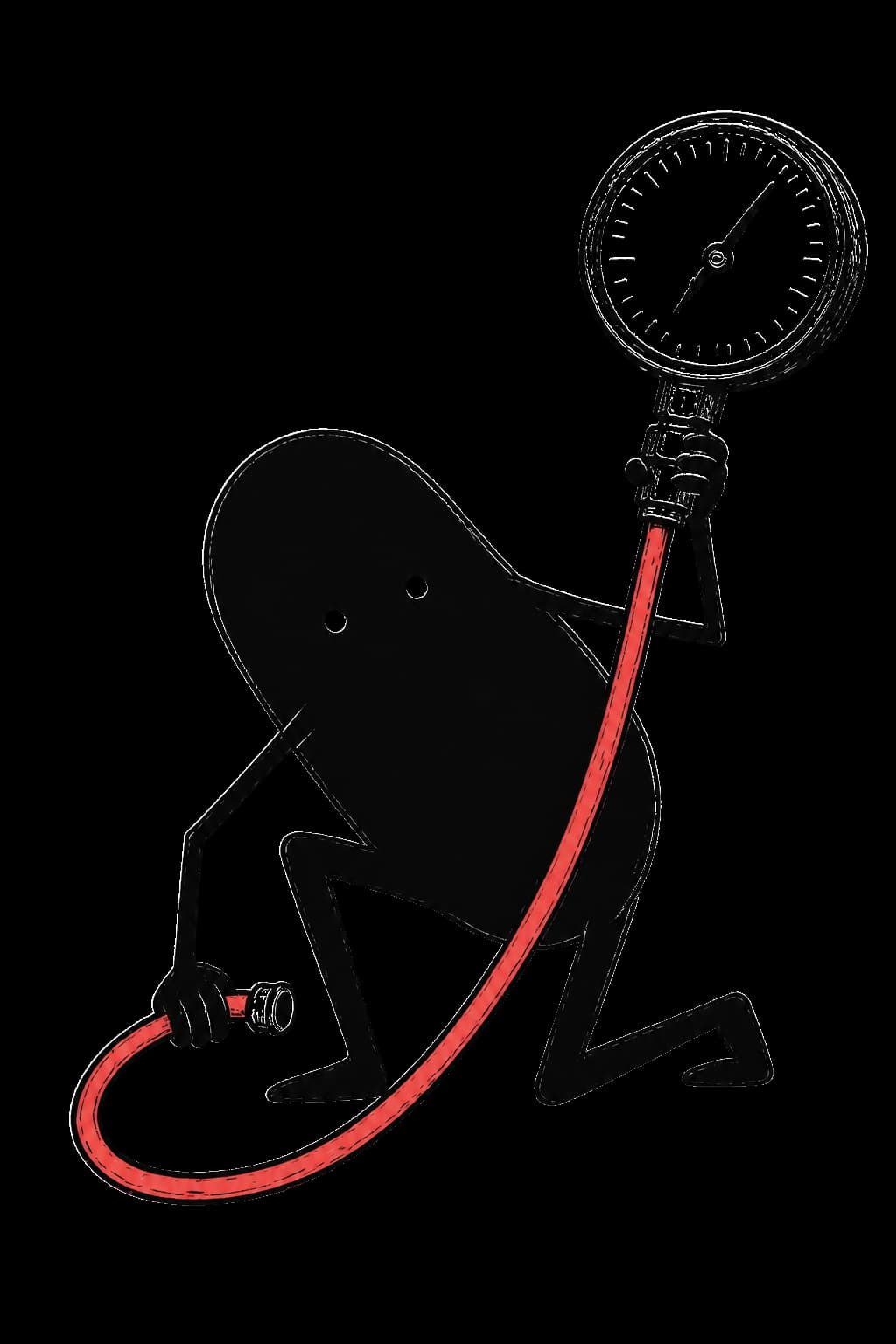 Hand-drawn HVAC technician checking a pressure gauge